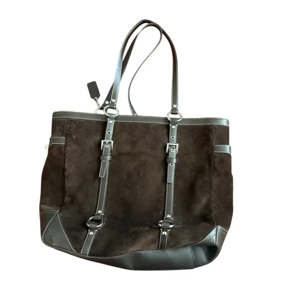 Vintage‎ Coach Brown Suede Bridle Bit Purse